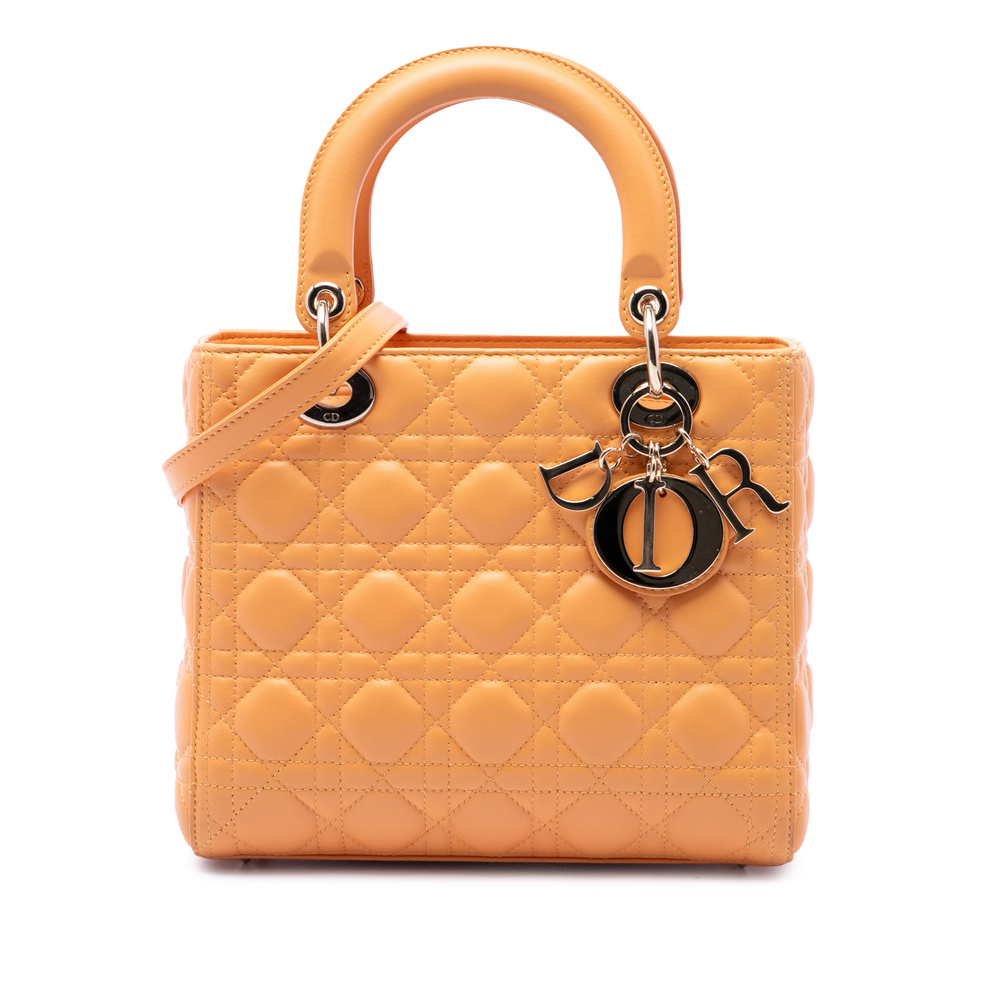 Pre-Loved Dior Medium Lambskin Cannage Lady Dior